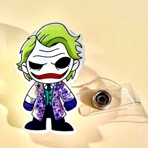 New Joker Acrylic shaker Design Retractable Badge Reel Clips ID Card Holder DC